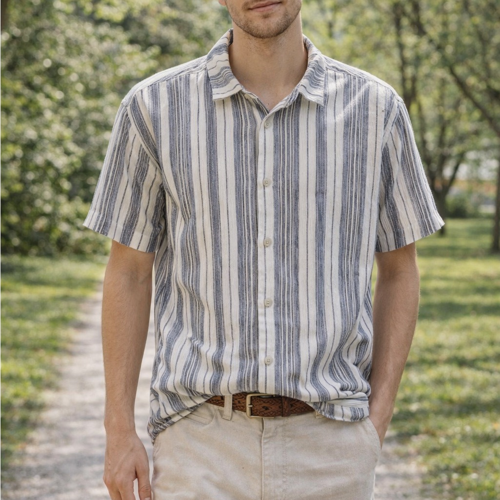 Grey And White Striped Shirt Size S